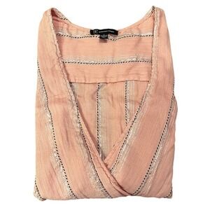 INC International Concepts Pink Stripe‎ Blouse, Metallic Striped Top L9